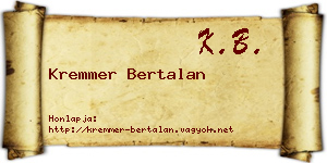 Kremmer Bertalan névjegykártya